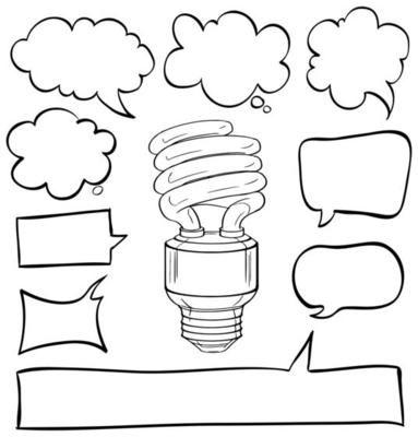 Speech Bubbles and Lightbulb