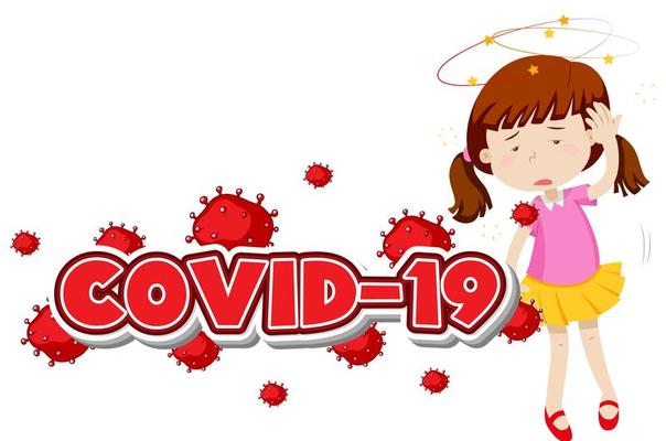Covid 19 sign template with sick girl