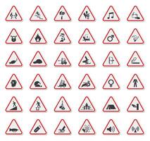 Warning Hazard Symbols Sabels Sign Set  vector