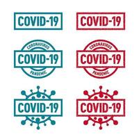 Solid and Stamp Covid-19 Badges  vector