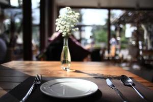table setting in restaurant background