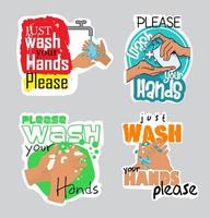 Bundle of wash your hand stickers vector