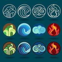 Premium Vector  Cartoon four natural elements icons - earth, water, fire  and air