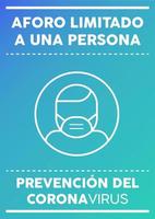 Limited capacity one person poster written in Spanish vector