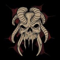 Skull with Curved Horns and Tusks vector