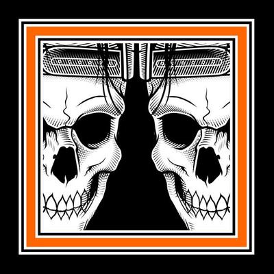 Twin Skulls in Orange Frame