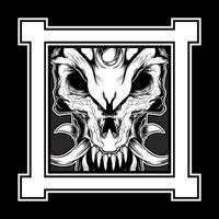 Skull Horror with Horn Fangs vector