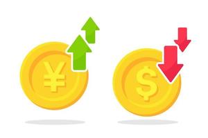 medalla de oro con símbolo de yuan chino y dólar vector