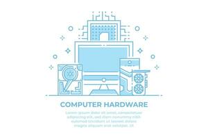 diseño lineal de hardware de computadora vector