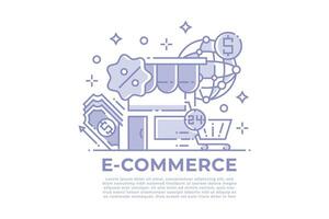 diseño lineal de comercio electrónico y compras vector