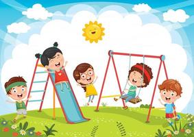 Kids Playing at Playground  vector