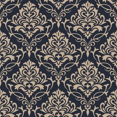 Damask beige and gray seamless pattern