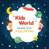 Kids Birthday Space Template vector