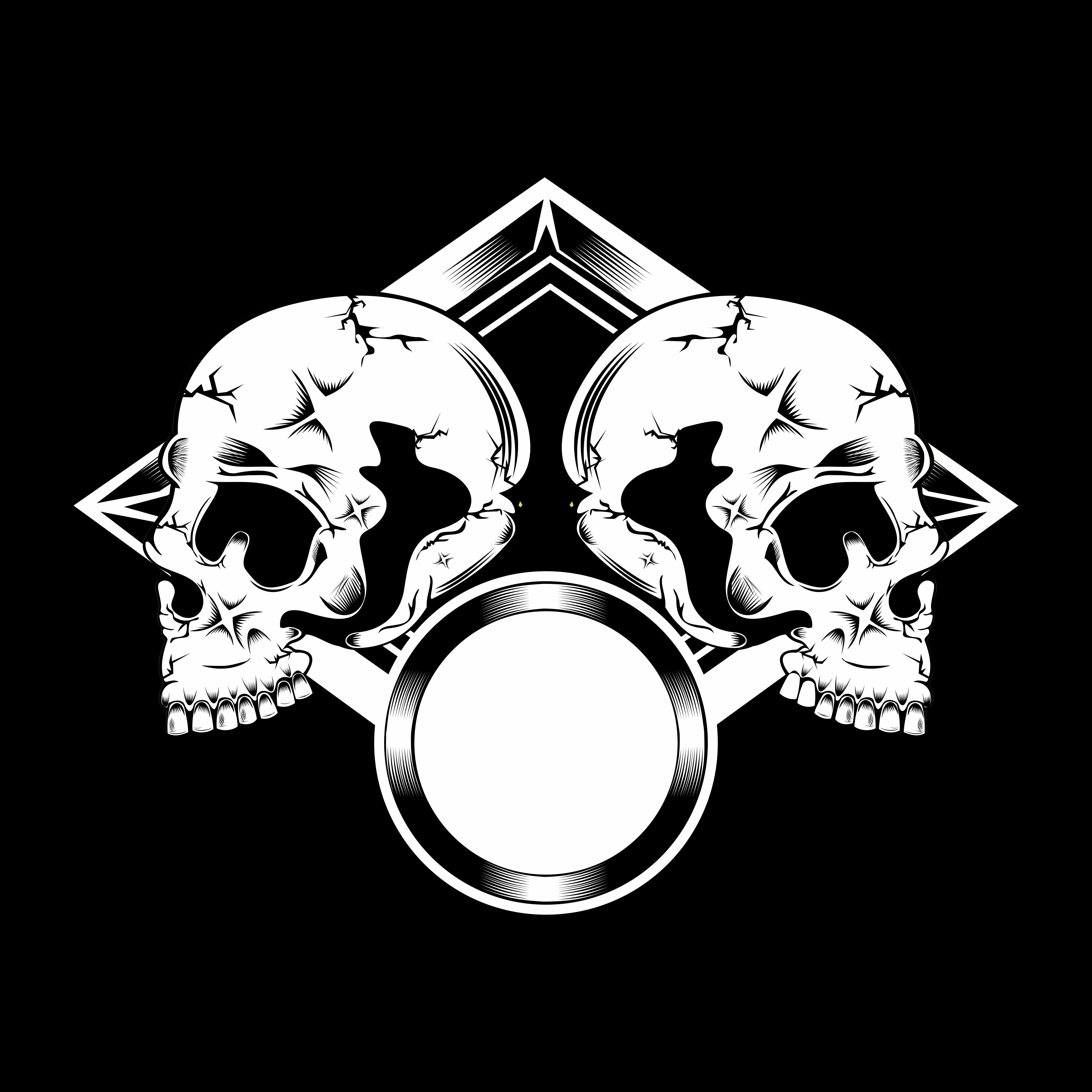 Two Skulls In Diamond With Circle Frame Download Free Vectors Clipart Graphics Vector Art