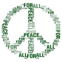 Peace for all white background word cloud vector