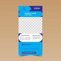 Blue Simple Vertical Rack Card Template  vector