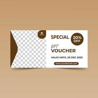 Brown Photo Frame Gift Voucher Design Template vector