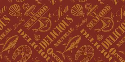 Vintage seafood background vector