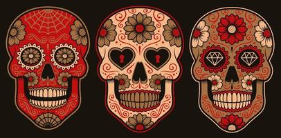 Set of Mexican sugar skulls vector