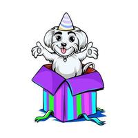 Dog in birthday gift design vector