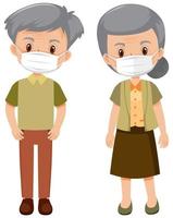 Elderly people wearing masks vector