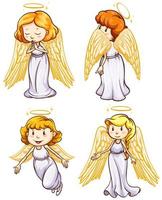 Simple sketches of angels set vector