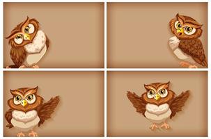 Brown owl background set  vector