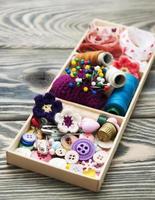 thread and material for handicrafts in box photo