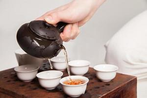 Chinese tea ceremony is perfomed by master photo