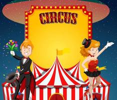 Circus sign template with magicians doing show vector