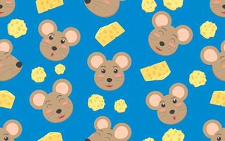Seamless pattern of  rat face and cheese vector