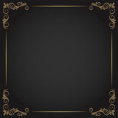 Gold Flourishes and Lines in Square Frame