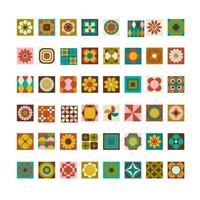 Retro mod tile set vector