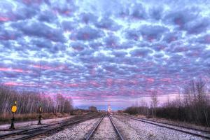 Railroad Tracks at Sunset photo