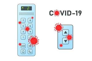 Red Virus Cells on Elevator Button Pad vector