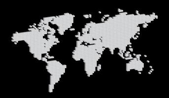 mapa del mundo isométrico cuadrado blanco y negro vector