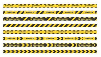 Yellow, Black Quarantine Tape Set vector