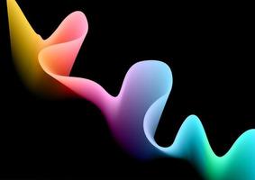 Abstract rainbow flowing lines on black vector