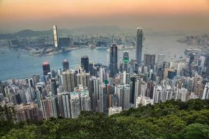Hong Kong city skyline view from Victoria Peak