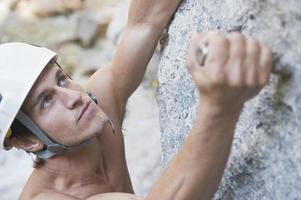 Ramsau, Silberkarklamm, Man rock climbing, close up photo