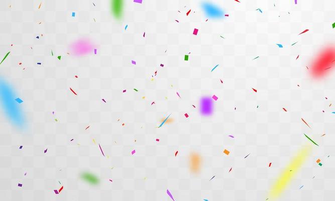 Colorful confetti on transparent pattern background 