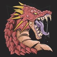 Dragon head angry red design vector