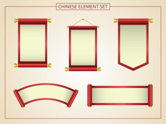 Chinese scroll with red and yellow 