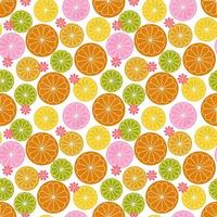 Retro citrus floral seamless pattern vector