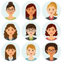 Smiling female business people avatars vector