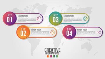 4 step infographic with gradient rounded banners vector