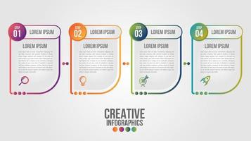 infografía con 4 formas abstractas con contornos degradados vector