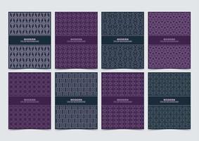 juego de fundas estampadas azul y morado vector