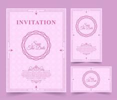 Vintage soft pink save the date card set vector