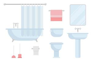 Bathroom fixture and equipment set vector
